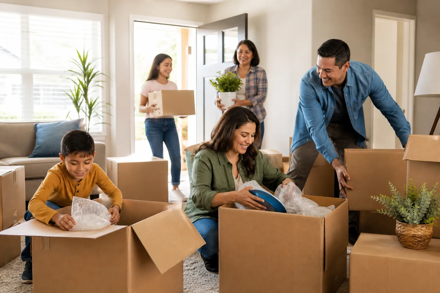 Family settling into their home