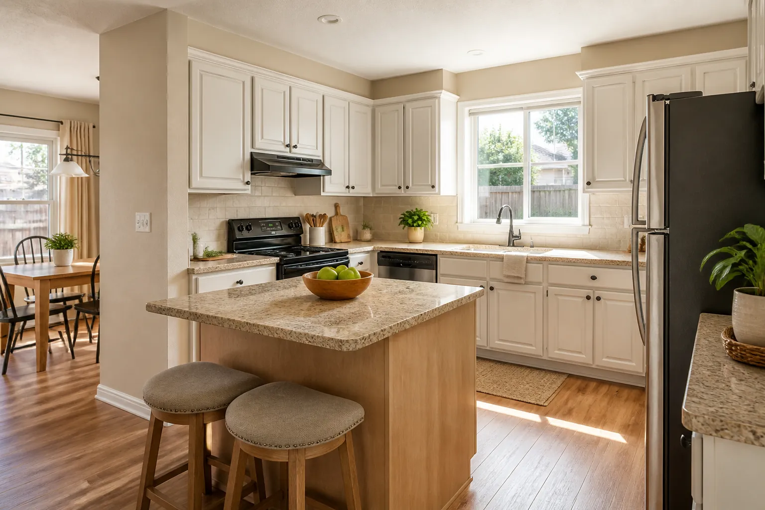 Kitchen inside an available home